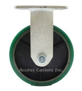 8AEMIR 8" x 2" Rigid Plate Caster, Poly on Cast Iron Wheel, 1100 lbs Capacity - Picture 1 of 2