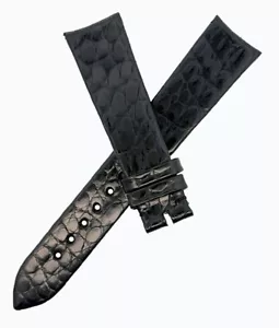 PIAGET Women's 17mm x 14mm Shiny Black Leather Women's Watch Band Strap FYG - Picture 1 of 3