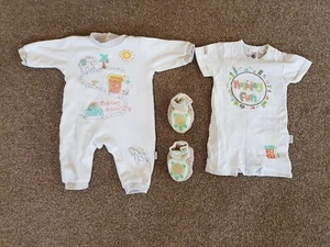 2 x Baby White Romper suits & booties age newborn, Pumpkin Patch, Holiday Fun - Picture 1 of 12