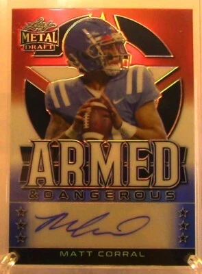 #1619 Matt Corral 2022 Leaf Metal Draft#AD-MC2 Red/Wht/Blue 2/10 Auto RC Vikings - Image 1 of 2