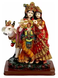 Polystone Handcrafted Radha Krishna Statue With Cow ( Size: 7 X 12 X 20 cm ) - Bild 1 von 3