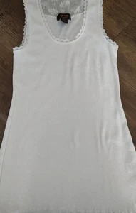 Damen-Tanktop Spitze Racerback elfenbeinfarben Camisole tailliert Y2K 90er Größe M gerafft - Bild 1 von 11
