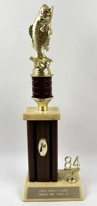 Bass Trophy 1st Place Vintage April 14 1984 “First Family Fishers” 15.5” Tall - Picture 1 of 21