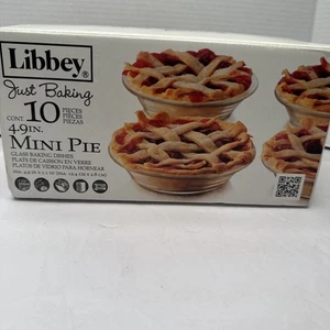 LIBBEY GLASS Just Baking 10 Pc MINI PIE BAKING DISHES 4.9" dia. NEW NIB - Picture 1 of 4