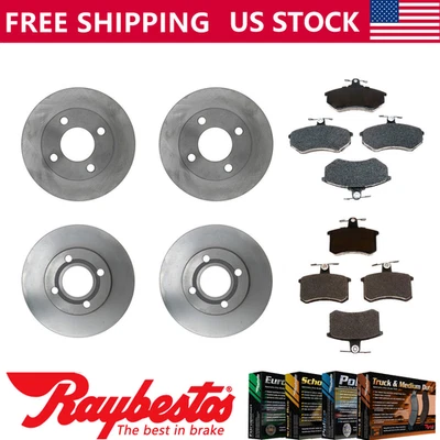 Rotores de freno delanteros traseros y pastillas de freno metálicas Raybestos para Audi Coupé 1985-1987 Foto 1 de 4