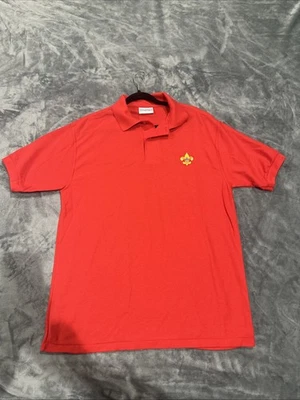 BSA Boy Scouts Men’s Large 2-Button Polo Shirt Red - Image 1 of 4