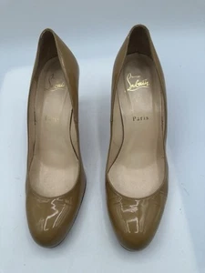 Christian Louboutin Round Toe Tan Patent Leather Pumps Women Size 39/ 8.5 - Picture 1 of 11