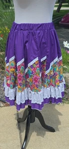 Vintage Square Dancing Skirt Purple & White Lg. - Picture 1 of 6