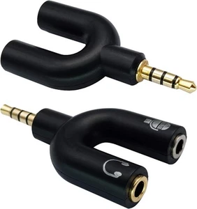 3.5mm Headphone Y Splitter Adapter Gold Plated 4 Pole Male to Black - Picture 1 of 7