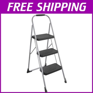 Sturdy Foldable Three-Step Stool with Comfortable Rubber Grip - 200 lb. Capacity - Picture 1 of 10