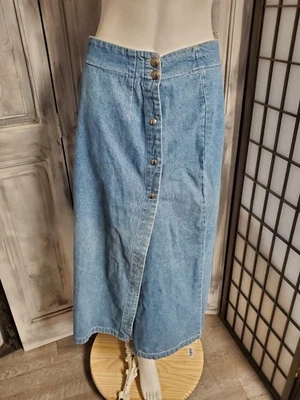 De Colección Jeans Denim Country Prairie Boho Informal Línea A Falda Midi Talla 12 Años 90 32" W Foto 1 de 4