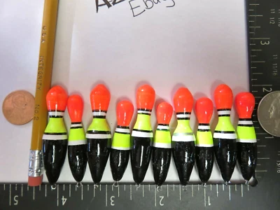 10 NOVOS FLUTUADORES DE MADEIRA/BOBBERS PANFISH PESCA NO GELO SEM CONGELAMENTO NA LINHA B271 - Imagem 1 de 4