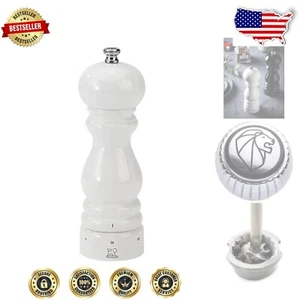 Sustainable 7-Inch White Lacquer Pepper Grinder - Maximize Flavor Effortlessly - Picture 1 of 11