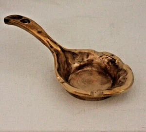 Cenicero latón 532g macizo con mango cuenco latón antiguo vintage 1 - Imagen 1 de 5
