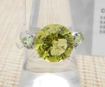 Anillo Galaxia Amarillo Verde Multi-Gema Plata Esterlina ATGW Talla 7 TGGC Foto 1 de 4