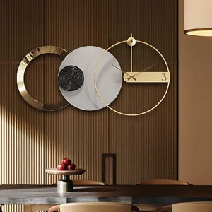 Modern Large Wall Clock Decorative European Style Battery Operated Silver Metal - Picture 1 of 6