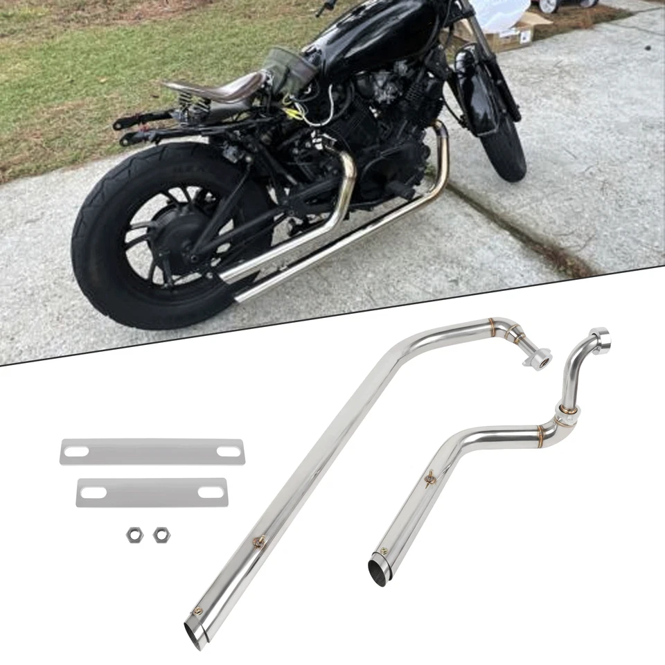 Silenciador silenciador tubos de escape pulido para Yamaha Virago 1100 750 XV750 XV1100 Foto 1 de 4