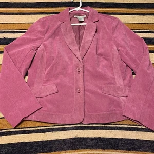Vintage Requirements Purple Y2K Jacket Blazer Large Faux Suede Corduroy Funky - Picture 1 of 4