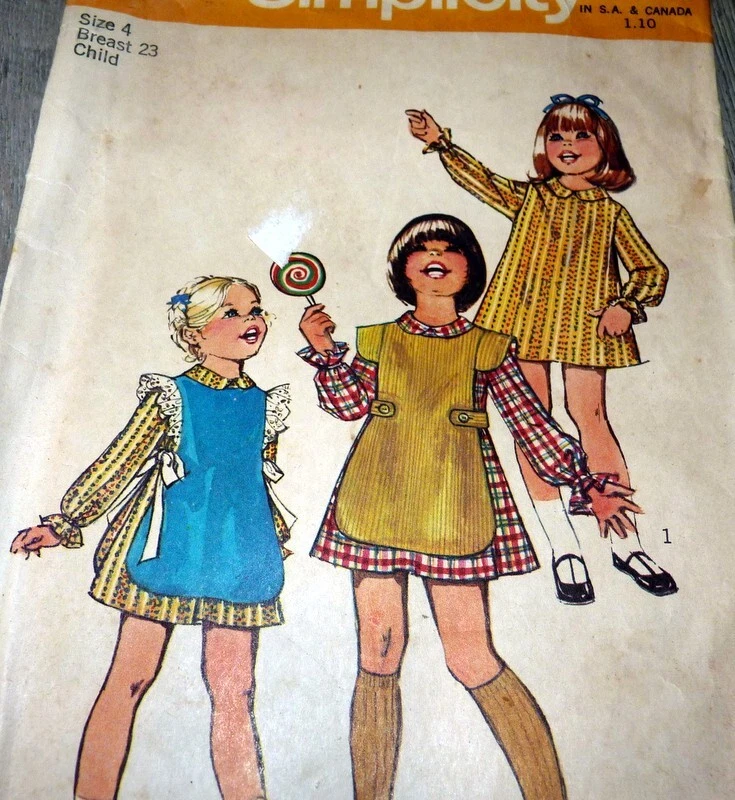 *LOVELY VTG 1970s GIRLS DRESS & APRON Sewing Pattern 4 Years - Image 1 of 1