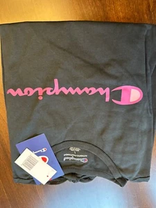 Girls Black Champion Long sleeve Tshirt with Pink size L NWT - Picture 1 of 4