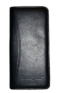 Burk's Bay Reisebrieftasche schwarz Leder 9 x 4 Reißverschluss - Bild 1 von 7