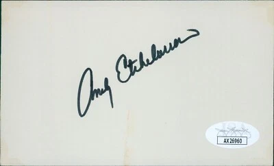Andy Etchebarren Baltimore Orioles Signed 3x5 Index Card JSA Authenticated - Image 1 of 2