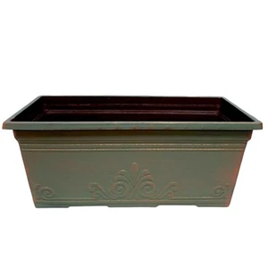 Macetas de jardín de plástico de cobre pátina de 15" con ventana de laurel - Imagen 1 de 22