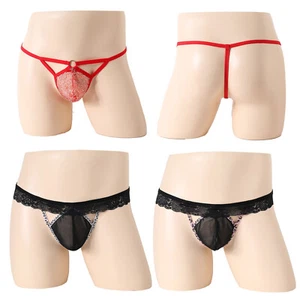 Para hombres Sexy Volantes Sissy Tanga Mejora de Abultamiento Calzoncillos T-back Tanga Ropa Interior - Imagen 1 de 29