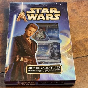 Vintage 2002 Valentines 30 Star Wars Valentines Cards Sealed Foil - Picture 1 of 3