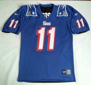 VINTAGE REEBOK NEW ENGLAND PATRIOTS #11 DREW BLEDSOE REVERSIBLE JERSEY SIZE 46 - Picture 1 of 12
