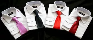 Jungen Kinder Hemd+Krawatte langarm weiß 92 98 104 110 116 122 128 146 152 NEU - Bild 1 von 3