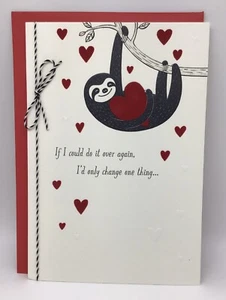 Hallmark Happy Valentine's Day Card LOVE Wife Husband Fun SLOTH Hearts 8x5.5 - Picture 1 of 4