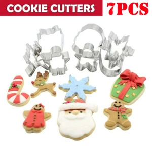 7 Christmas Cookie metal Biscuit cutters Santa snowflake reindeer Gingerbread - Picture 1 of 9