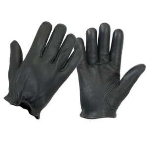 Men's Premium Police Style Black Genuine Leather Motorcycle Gloves - Bild 1 von 2