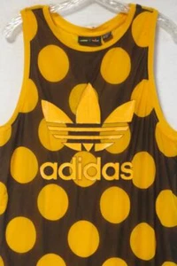 Top canotta Adidas Pharrell Williams arancione a pois longline taglia L sovrapposizione rete - Foto 1 di 12