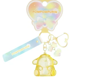 Sanrio Pompompurin Key Fob Keychain Bling Jelly Clear Yellow Figure Clip Holder - Picture 1 of 3
