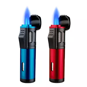 2 Pack Torch Lighter Triple 3 Jet Flame Refillable Butane Windproof Lighter - Picture 1 of 24