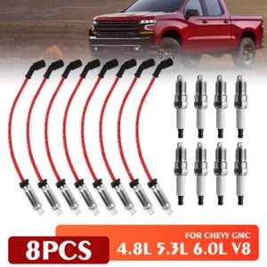 For Chevy GMC 4.8L 5.3L 6.0L V8 High Performance 8x Spark Plugs and 8x Wires Set - Bild 1 von 9