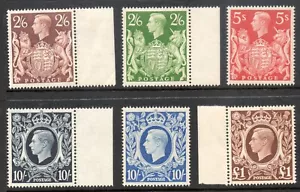 Sexto juego de estampillas de alto valor George 1939 (6) U/M montado sin montar o nunca montado SG476 - 478c inc azul oscuro 1 - Imagen 1 de 2