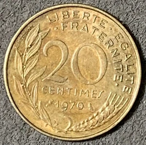 1970 FRANCE 20 CENTIMES -NICE HIGH GRADE COLLECTOR COIN - Picture 1 of 2