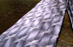 Ruffini Men's Silk Tie Gray Abstract Geometric Ochre Details - Picture 1 of 3