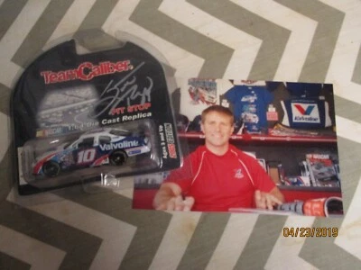 NASCAR 1/64 scale diecast of Autograph Scott Riggs #10Valvoline  car and photo - Image 1 of 4