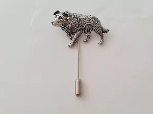 D22 Border Collie english pewter Motif on a tie stick pin hat scarf collar - Picture 1 of 1