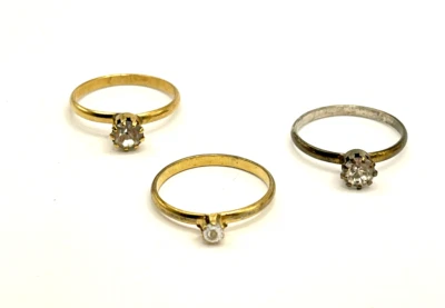 Juego de 3 anillos apilables de imitación de circonita cúbica chapados en oro talla 7 Foto 1 de 2