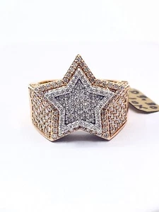 3.00 ct NATURAL DIAMOND mens STAR pinky ring SOLID rose GOLD - Picture 1 of 5