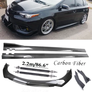 Carbon Fiber Front Bumper Lip Spoiler 86.6" Side Skirt Kit For Scion iM iA iQ - Picture 1 of 22