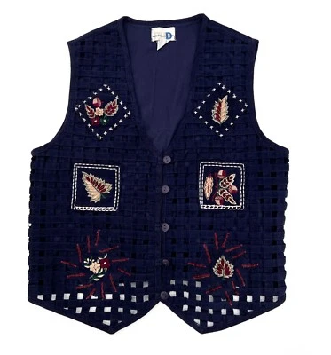 Vintage Paul Harris Design Vest Womens Large Purple Floral Button Sleeveless - Image 1 of 4