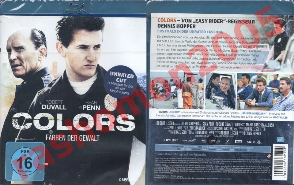 Blu-ray COLORS (1988) Sean Penn Robert Duvall Maria Conchita Alonso Region B NEW - Image 1 of 1