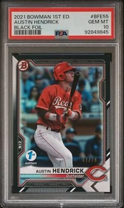 2021 Bowman 1st Edition Austin Hendrick Black Foil #BFE55 PSA 10 /10 - Picture 1 of 2