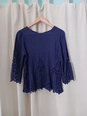 Dolce Vita Silk Blended Blouse, SIZE S PURPLE Embroided - Image 1 of 4